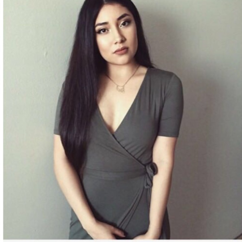Olive green wrap dress